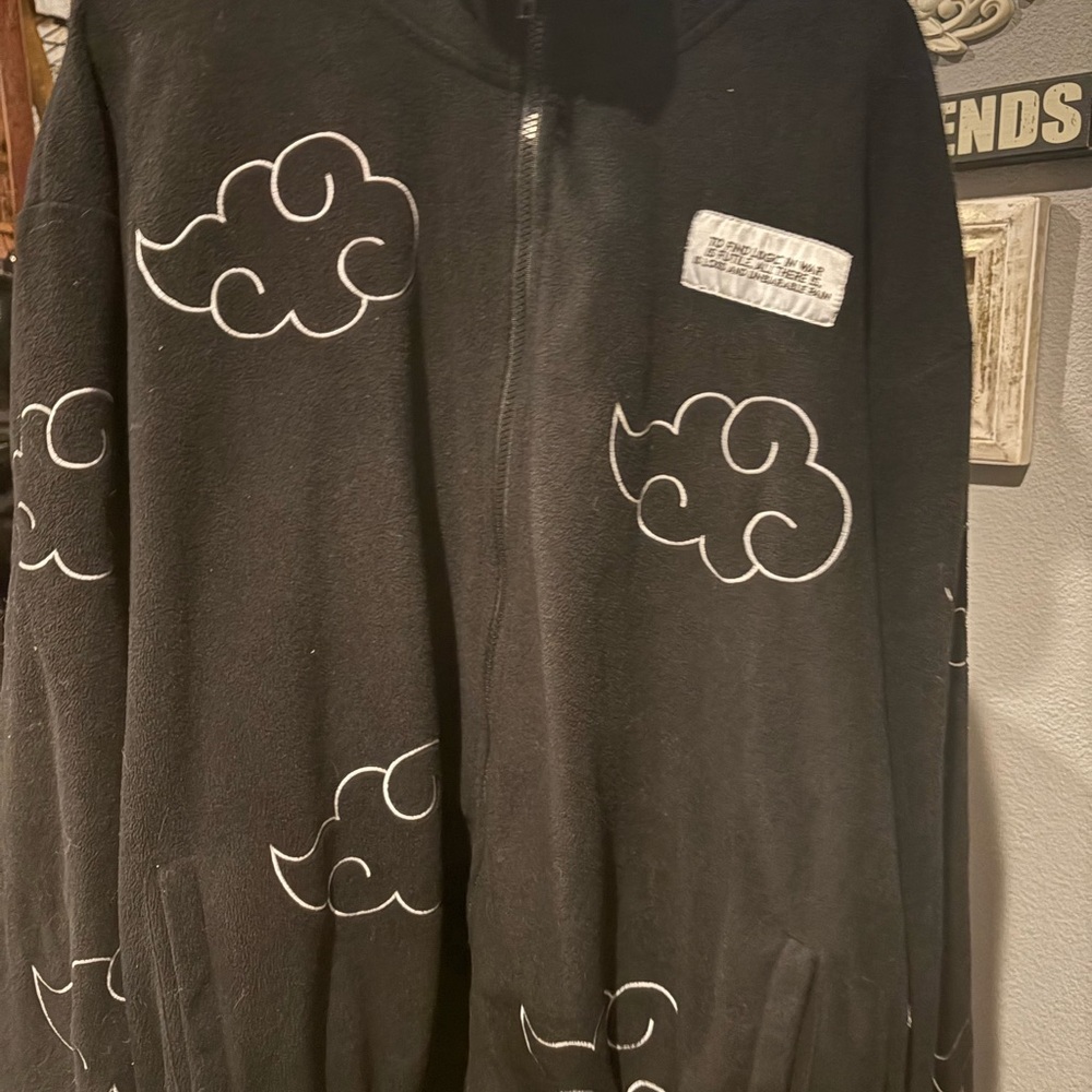 Black Naruto Jacket with White Cloud Design